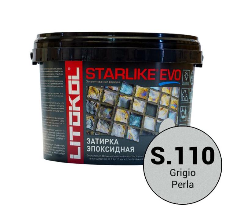 Литокол STARLIKE EVO S.110 жемчужно-серый эпоксидный состав для укладки и затирки мозаики и керамической плитки 2,5 кг