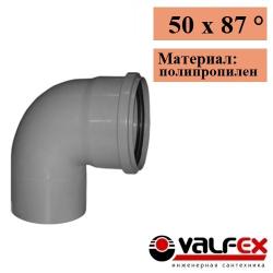 Купить товар Отвод для внутренней канализации Valfex 50x87°. Россия